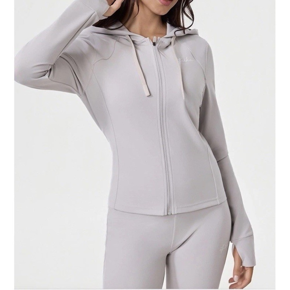Ethika Hoodie Women'sβ M Full Zip Hoodie Sweatshirt Glide Slate Grey Fitted